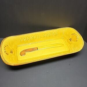 Los Angeles Potteries Large Deep French Bread Serving Appetizer Platter Vtg